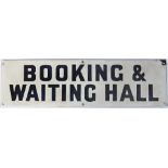 North British Railway enamel door plate. BOOKING & WAITING HALL. Nicely restored.