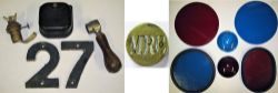 A miscellaneous Lot containing railway items. GEC buzzer. Midland Railway Block Instrument pegging