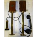 1 x Midland Railway shelf mounted candlestick telephone and a similar North Eastern railway example