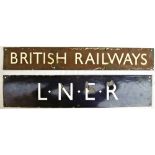 2 x Railway enamel poster board headings. BR(W) BRITISH RAILWAYS together with L.N.E.R. Both need