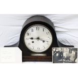 Railway presentation clock complete with plate. PRESENTED TO MR W.C HUNT BY THE STATION STAFF DISS