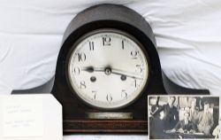 Railway presentation clock complete with plate. PRESENTED TO MR W.C HUNT BY THE STATION STAFF DISS