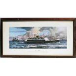 Framed and glazed BR(M) Carriage Print. M.V CAMBRIA HOLYHEAD DUNLAOGHAIRE SERVICE by Claude