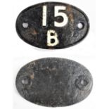 Cast Iron Shed Plate 15B. 1950 to 1963 KETTERING. 1963 to 1973 WELLINGBOROUGH. Front and back