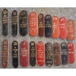 A Lot containing 18 x LB&SCR/SR Cast Iron Signal lever plates. Examples include several named