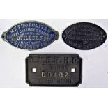 3 x Wagon Plates. METROPOLITAN RAILWAY CARRIAGE AND WAGON WORKS BIRMINGHAM. LNER H.D 7 TONS 09402