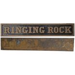 REPLICA Brass Nameplate. RINGING ROCK. An excellent full sized nameplate clearly marked COPY on