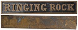 REPLICA Brass Nameplate. RINGING ROCK. An excellent full sized nameplate clearly marked COPY on