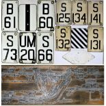 A collection of 10 enamel LNER signal post number plates recovered from BRENTWOOD to SHENFIELD