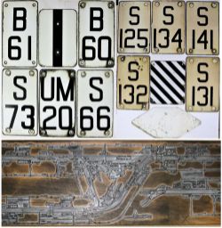 A collection of 10 enamel LNER signal post number plates recovered from BRENTWOOD to SHENFIELD