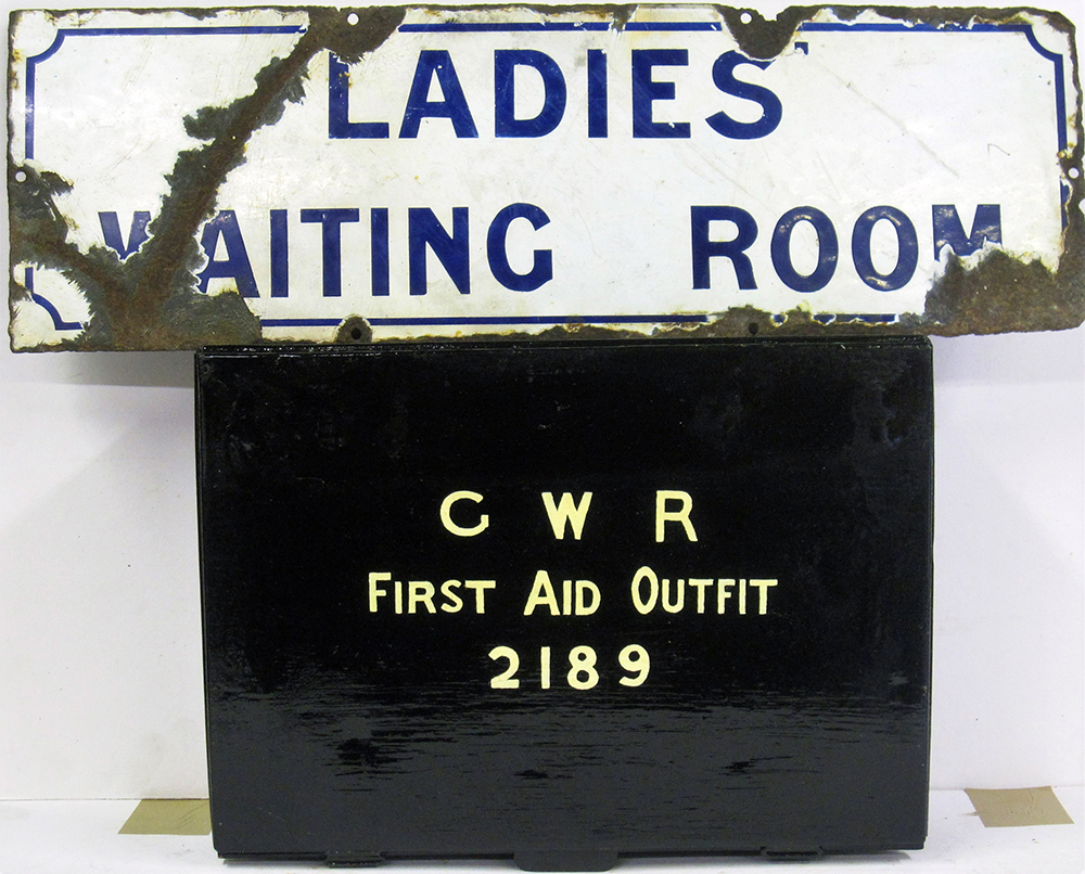 GWR pre grouping enamel door plate. LADIES WAITING ROOM requiring some restoration together with a