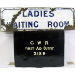 GWR pre grouping enamel door plate. LADIES WAITING ROOM requiring some restoration together with a