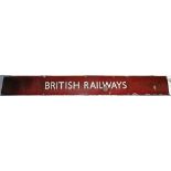BR(M) Enamel Maroon Poster Board Header. BRITISH RAILWAYS. Complete with fixing screws. Recovered