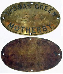 Brass works plate THOMAS GREEN MOTHERBY. Possibly a subsidy Company for Thomas Green & Son of