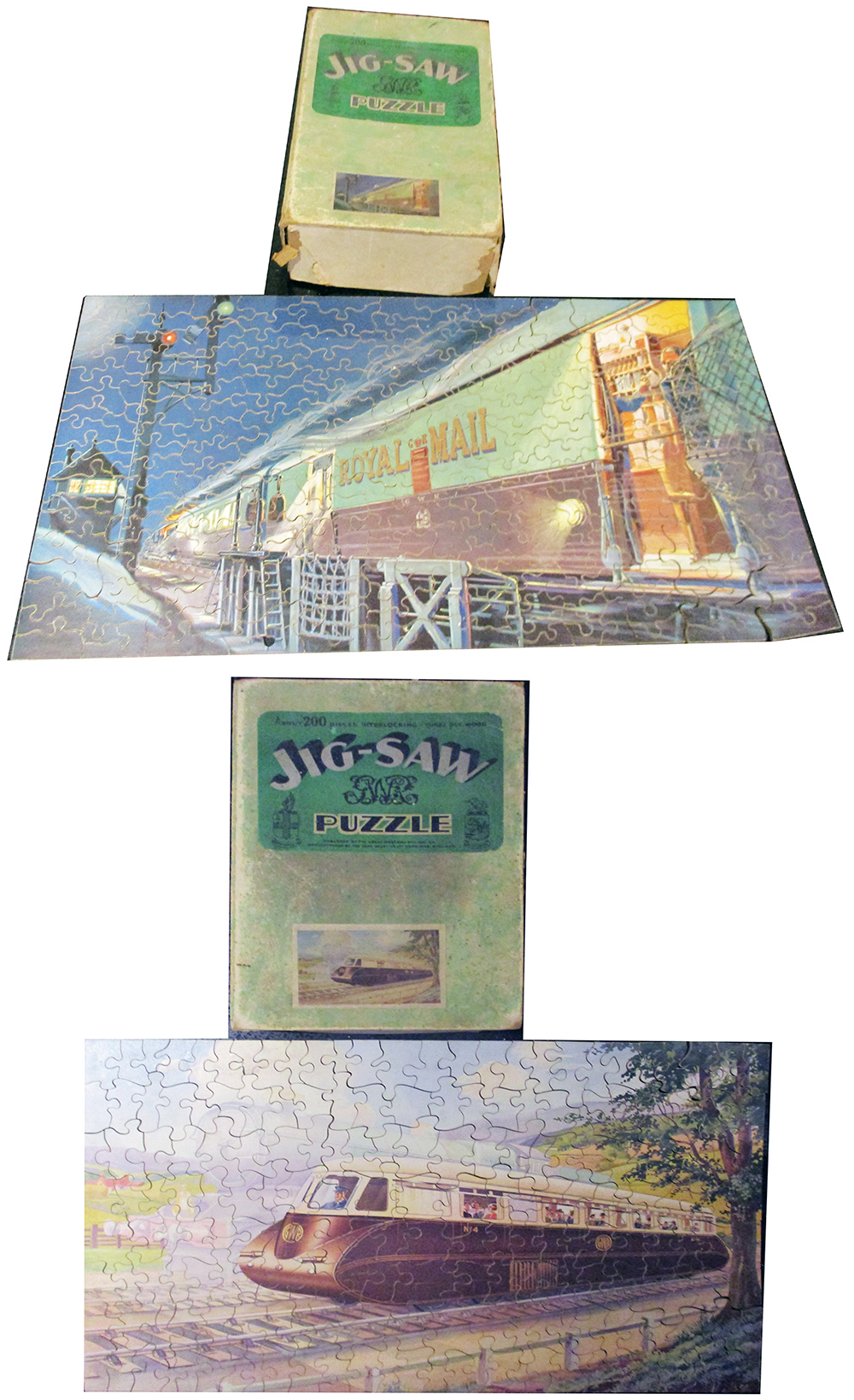 GWR Jigsaws. NIGHT MAIL together with THE STREAMLINE WAY both complete with original boxes.