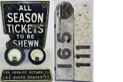A Lot containing miscellaneous items to include an enamel Sign, ALL SEASON TICKETS TO BE SHEWN in