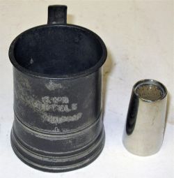GWR 1/2 pint pewter tankard stamped, GWR HOTELS HALF PINT together with a GWR spirit measure stamped