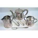 A Lot containing GWR silver plate tableware. GWR Tea pot. Milk jug and sugar bowl all engraved GWR