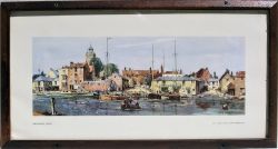 Framed and glazed LNER carriage print. WIVENHOE ESSEX by Jack Merriott. Original Frame.