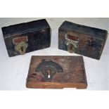 2 x LSWR Sykes treadle release boxes complete with brass TREADLE escutcheon plates together with a