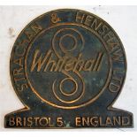 Brass Works Plate. STRACHAN & HENSHAW BRISTOL. An old Company who started out during the late