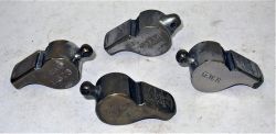 4 x GWR Acme Thunderer Guards Whistles. GWR Loco Dept and P Way included.