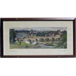 Framed and glazed LNER Carriage Print. KELSO ROXBURGHSHIRE by S.R Badmin. Original type frame.