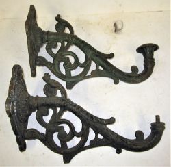 2 x GWR cast iron wall Lamp Brackets as used in Signal boxes and offices. Not marked but original