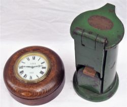 GWR pork pie clock mounted into wooden case. The case is correct but the clock is believed to be a