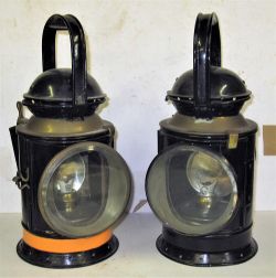 2 x brass collar Railway Handlamps. GWR 4 aspect plated ELI GRIFFITHS stamped GWR together with a