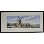 Framed and glazed LNER carriage print. CLEY NEAR HOLT NORFOLK by R E Jordan. Modern Frame.