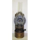 Brass Wall oil lamp made by MESSENGER & SON. Complete with rise and fall burner and reflector. Not