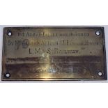 Brass plaque with presentation inscription in reference to the retirement of Mr Arthur Watson CBE