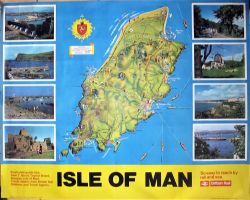 1970s Quad Royal Poster. ISLE OF MAN featuring images of the Island. A popular location for motor