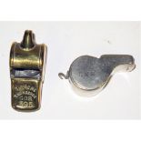 2 x Acme Thunderer Guards Whistles. GCR 395 and GNR.