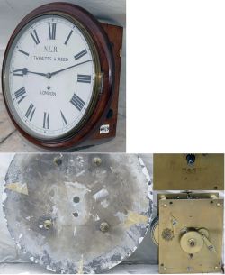 LNWR 12 mahogany cased fusee clock complete with enamel No plate 4425 and with movement stamped