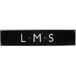 LMS Blue enamel poster board Heading. L.M.S. Nicely restored condition.