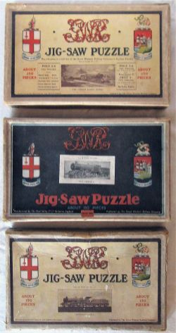 3 x GWR Jigsaw puzzles. 150 piece in black and cream boxes. CORNISH RIVERIA EXPRESS. KING GEORGE