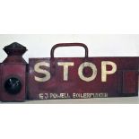 LNER Boiler repair Stop Lamp. Painted on both sides STOP E.J POWELL BOILER MAKER. Minus interior