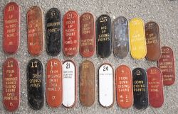 A Lot containing 19 x LB&SCR/SR Cast Iron Signal lever plates. Examples include named TONBRIDGE