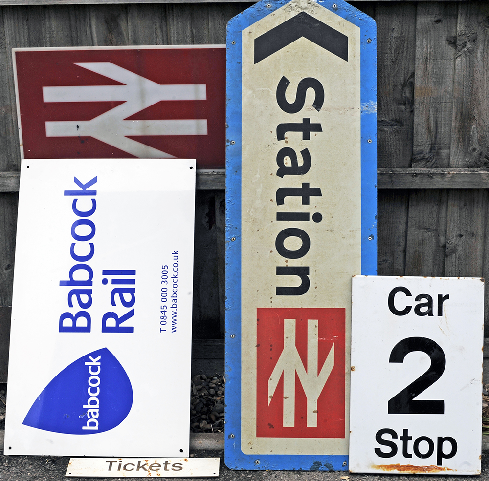 A lot containing 5 x modern railway direction signs. STATION with intercity arrow. Separate