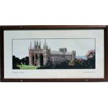 Framed and glazed LNER pre WW2 Carriage Print. PETERBOROGH CATHEDRAL by Fred Taylor. Original type