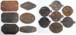 13 x Cast Iron Wagon Plates all devoid of paint. OWNERS BENZOLE PRODUCERS No 332. OWNERS SHELL MEX &