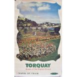 British Railways Double Royal Poster. TORQUAY QUEEN OF THE ENGLISH RIVERIA.