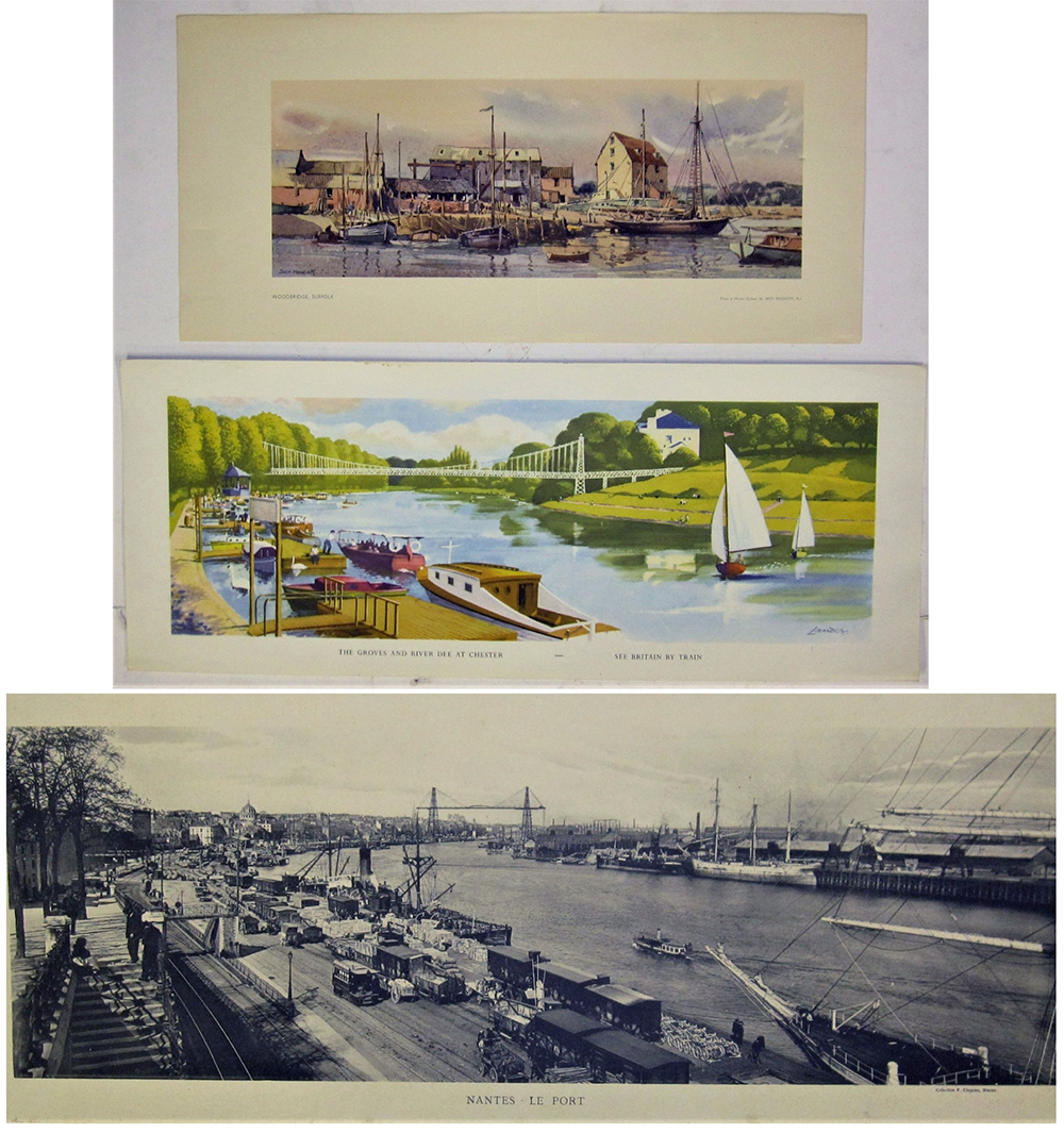 3 Unframed carriage prints. THE GROVES and RIVER DEE by Lander together with WOODBRIDGE IN SUFFOLK