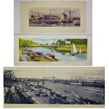 3 Unframed carriage prints. THE GROVES and RIVER DEE by Lander together with WOODBRIDGE IN SUFFOLK