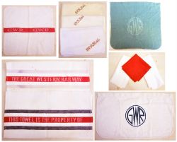 A Lot containing a small collection of GWR tea towels. GWR cloths with other associated hotel