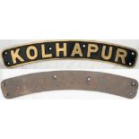 REPLICA Brass Nameplate. KOLHAPUR. An excellent full sized nameplate clearly marked REPLICA on the