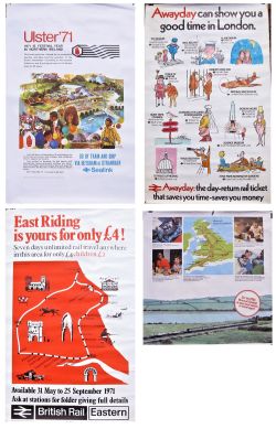 A Lot containing 4 x 1970s British Rail away day posters. The Motor Rail example being cut down when