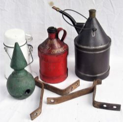 A Lot containing several miscellaneous items to include a BR(W) oil can painted, RETURN TO